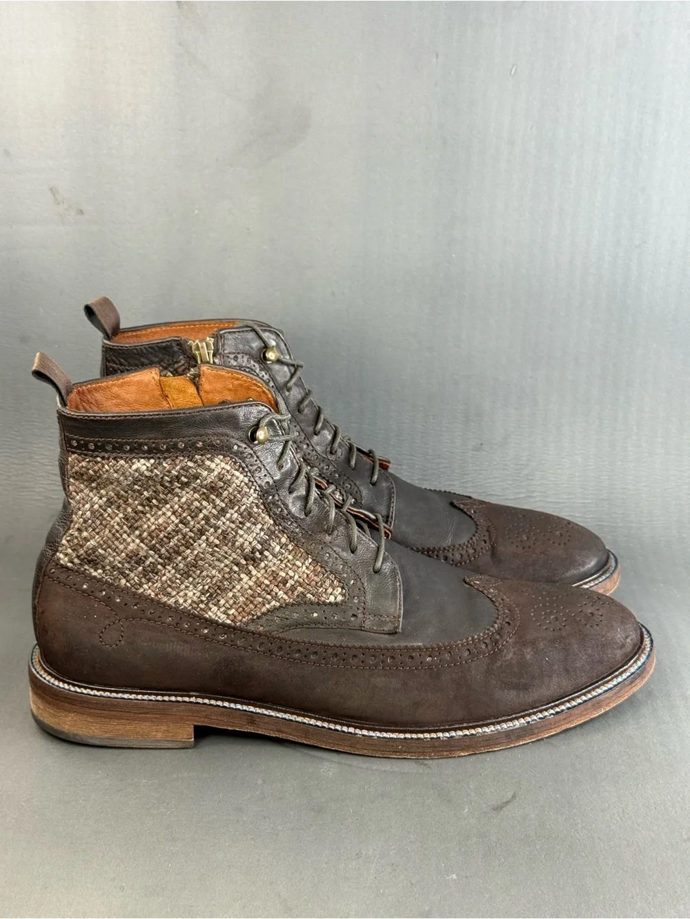 Johnston & Murphy J&M 1850 wingtip tweed boot shoes men’s size 9.5
